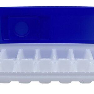 Tupperware Fresh N Pure Ice Cube Tray Flip Top Lid Seal Blue